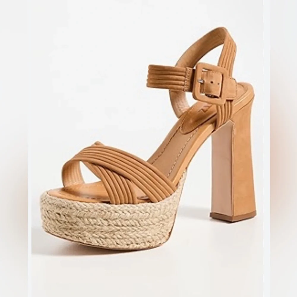Schutz Blisse Platform Sandals - Nude Caramel - size 9